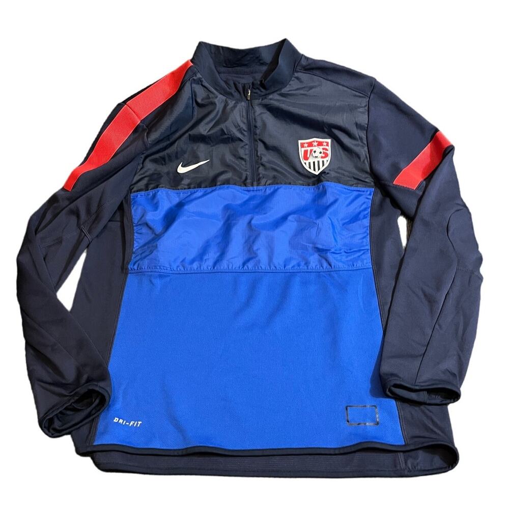 RARE NIKE US‎ National Soccer Sideline Navy Blue Royal Red Track Jacket Mens XL